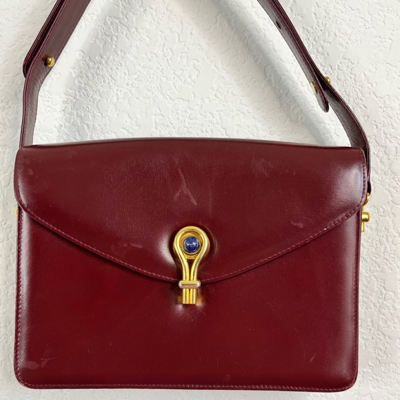 GUCCI VTG 70's Tigers Eye Locket Flap Handbag Tote - Picture 11 of 12